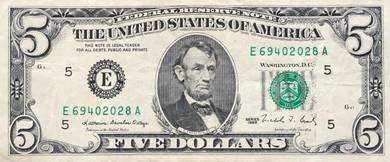 America USA $5 1988 5美元