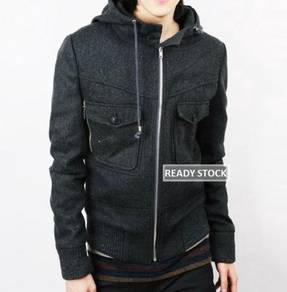 0342 Dark Grey Hoodie Swagger Thick Sweater Jacket