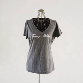 Tommy Hilfiger Grey V Neck Embroidered Logo Women’