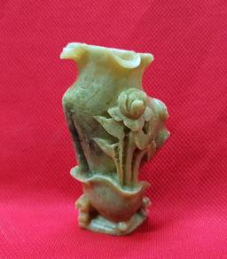 Vintage Chinese Carved Soapstone Vase with Base Fl