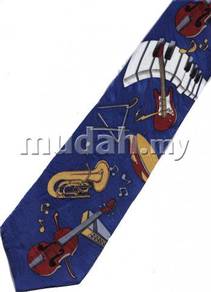 Keyboard Guitar Violin Trombone Musical Neck Tie