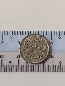 1991 half fr swiss coin