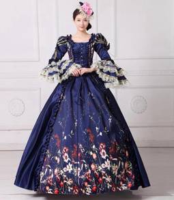 Victorian Wedding Bridal Blue Long Sleeve Muslimah