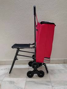 6-Wheel Foldable Trolley + Seat & Canvas Bag Good