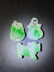 Pre-1990s Natural Type A Jadeite Pixiu Pair+Dragon