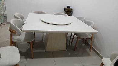 8-Seater Square Dining Table ONLY with Lazy Susan 