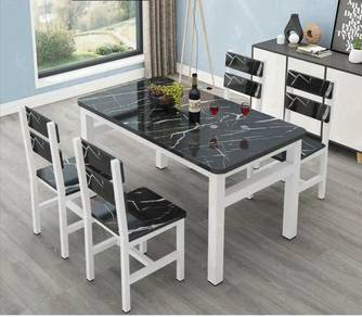 Meja Makan Set design marble hitam&putih