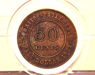 1921 George V Straits Settlements 50 Cents