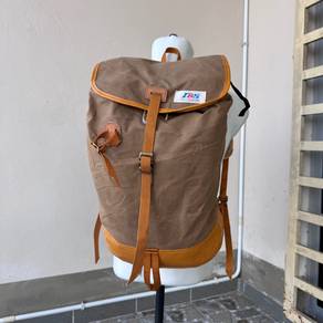canvas and leather vintage-style backpack by IBS