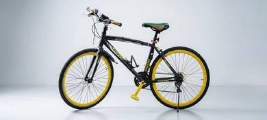 Fixed Gear Jetsport Bicycle (Yellow/Black) - 26 In