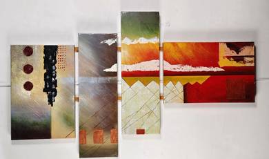 Quadriptych Abstract Geometric Oil Painting