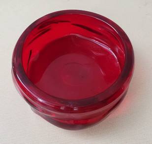 Ruby red heavy glass bowl trinket dish