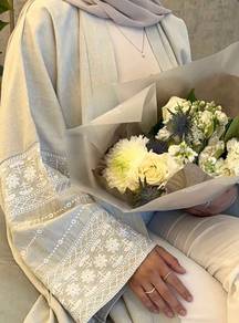 Beige Embroidered Abaya
