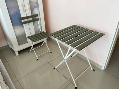 IKEA outdoor foldable wooden table and chair