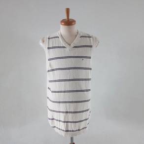 Tommy Hilfiger V Neck Sweater Vest Cream Black