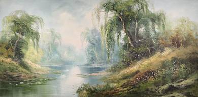River Serenity Oil Painting (Signed R. Danhord