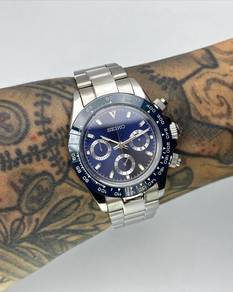 Custom Seiko Mod 39.5mm Navy Blue Daytona Quartz