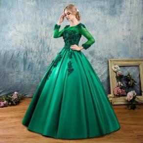 Green red long sleeve wedding RBMWD0152 gown
