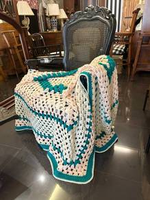 Authentic VINTAGE Large Handmade CROCHET sofa th