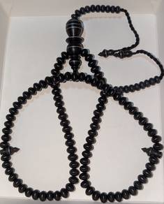 Tasbih Gemunggal Hitam lilit timah 10mm
