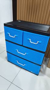 - Blue plastic drawer cabinet