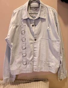 Soft Blue Washed Denim Shirt with Metal Detail
