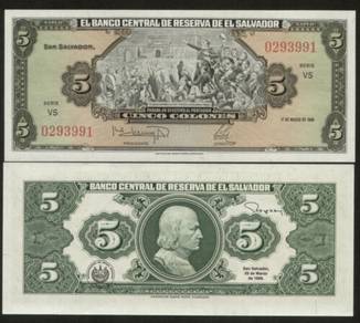 El Salvador 5 Colones 1988 - Pick 134b  unc