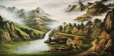 Majestic Autumn Valley -  Large Oil Painting