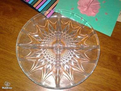 Pinggan vintage Arcoroc serving glass plate