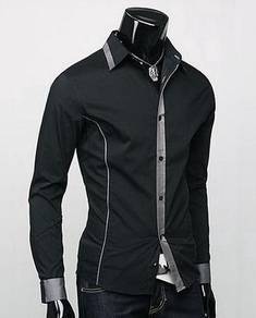 A0538 Extravagant Black Formal Long Sleeve Shirt