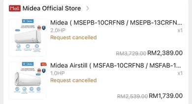 aircond 2.0 hp midea