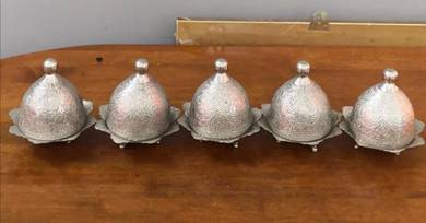 Mangkuk silver plated brass Turkish delight bowl