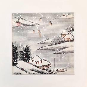 Clearance Watercolor Snowy Mountain Peaks
