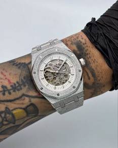 Custom Seiko Mod 42mm No Logo Silver Skeleton
