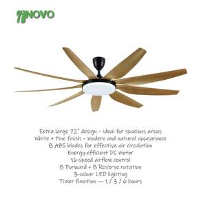 INOVO Legend-72 72" Ceiling Fan – White + Pine | L