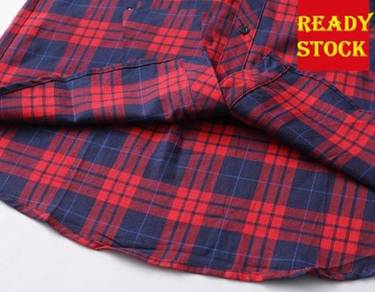 H0297 RED HOODIE KEMEJA MERAH LONG SLEEVE SHiRT