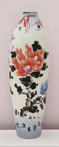Chinese Ink Wash Peony Ceramic Vase