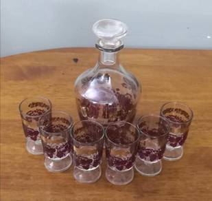 Vintage French cordial glass and decanter set