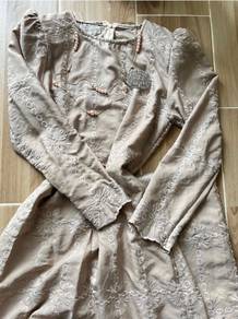 Beige Embroidered Baju Kurung