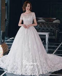 White short sleeve wedding bridal gown RB1095