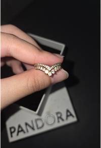 Pandora 14K Rose Gold Plated Princess Wishbone Rin