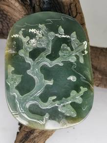 Liontin Giok Jadeite Jed Burung Magpie Keriangan