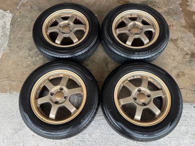 Rim second 14 TE37 siap tayar viva bezza axia myvi