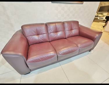 Lorenzo Leather Sofa Maroon Red (3+2) 
