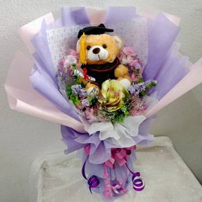 Artificial Flower & Convo Bear Hand Bouquet