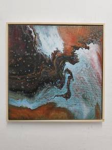 Fluid art painting with frame 