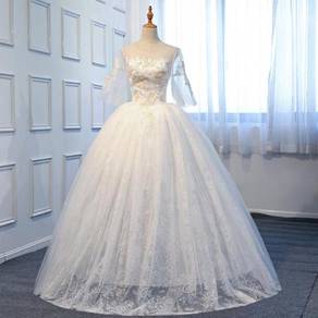 White long sleeve wedding bridal dress RB0938