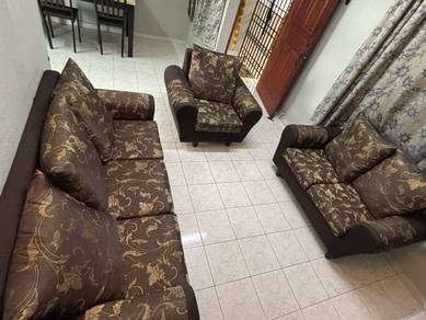 Sofa 3+2+1 brown floral fabric🔥