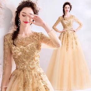 Gold evening wedding bridal dress gown RB1432