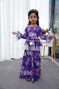 [READY STOCK] COOLELVES Flower Peplum Dress-PURPLE